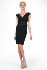 Shutter Pleat Dress in Black