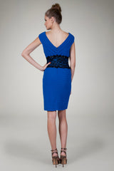 Shutter Pleat Dress in Electric Blue