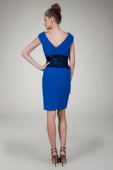 Shutter Pleat Dress in Electric Blue