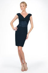 Shutter Pleat Dress in Navy