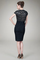 Sequin Lace Cocktail Dress in Black / Nude