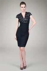 Sequin Lace Cocktail Dress in Black / Nude