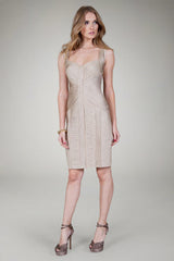 Metallic Pintuck Dress in Champagne