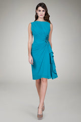Draped Flounce Cocktail Dress in Blue Poppy