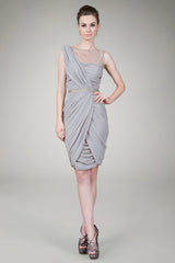 Grecian Draped Cocktail Dress in Antique