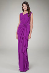 Asymmetric Draped Gown in Triple Berry