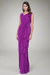 Asymmetric Draped Gown in Triple Berry