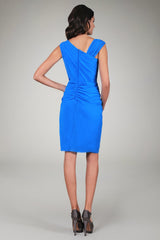 Draped Chiffon Cocktail Dress in Sky Blue
